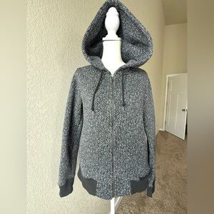 Gap Designed & Crafted Navy & White Herringbone Zip Hoodie Jacket Women’s Small